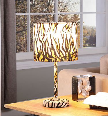 Brown And Black Bedside Table Lamp With Brown And Black Drum Shade